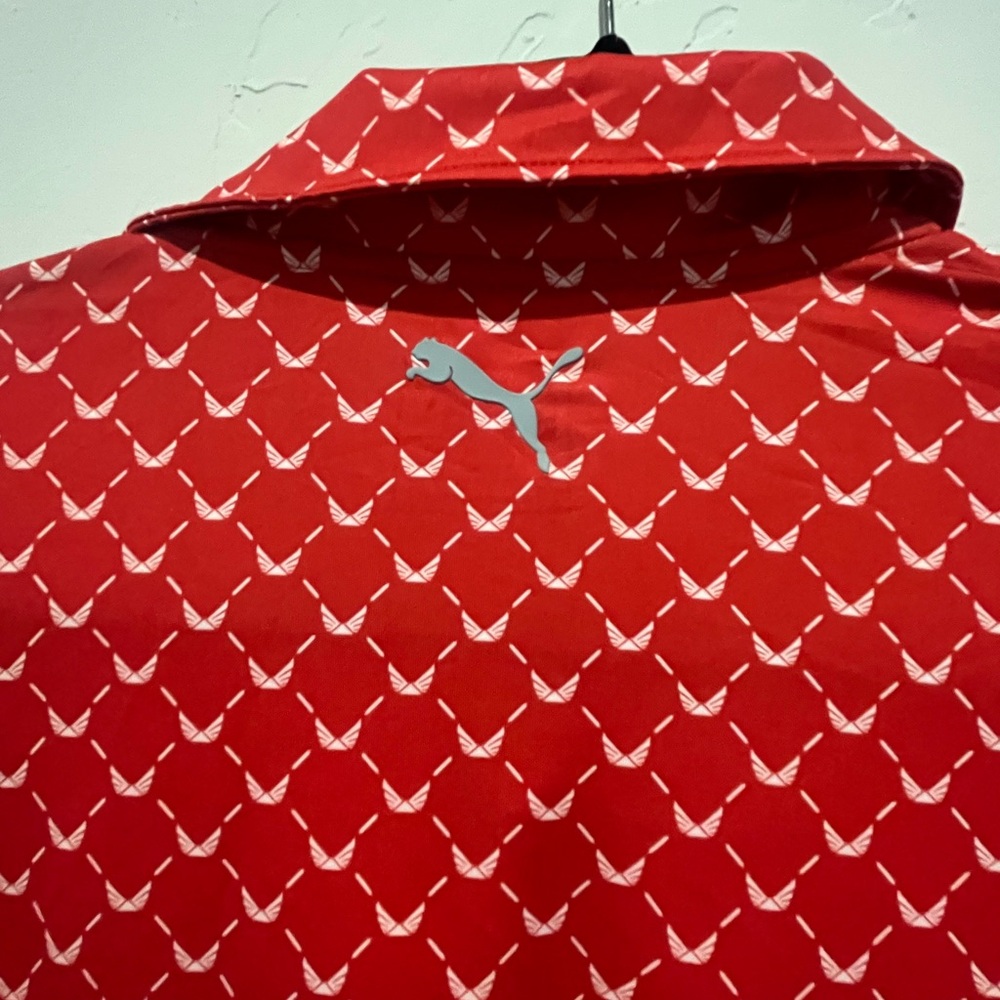 Puma Red Geometric Polo Shirt - Picture 3 of 4